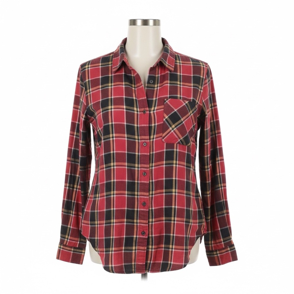 Denim & Supply Ralph Lauren RL Boyfriend Plaid Flannel Shirt Large Red Black